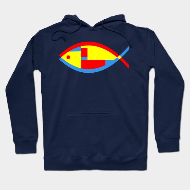 Colorful Abstract Fish Hoodie by Barthol Graphics